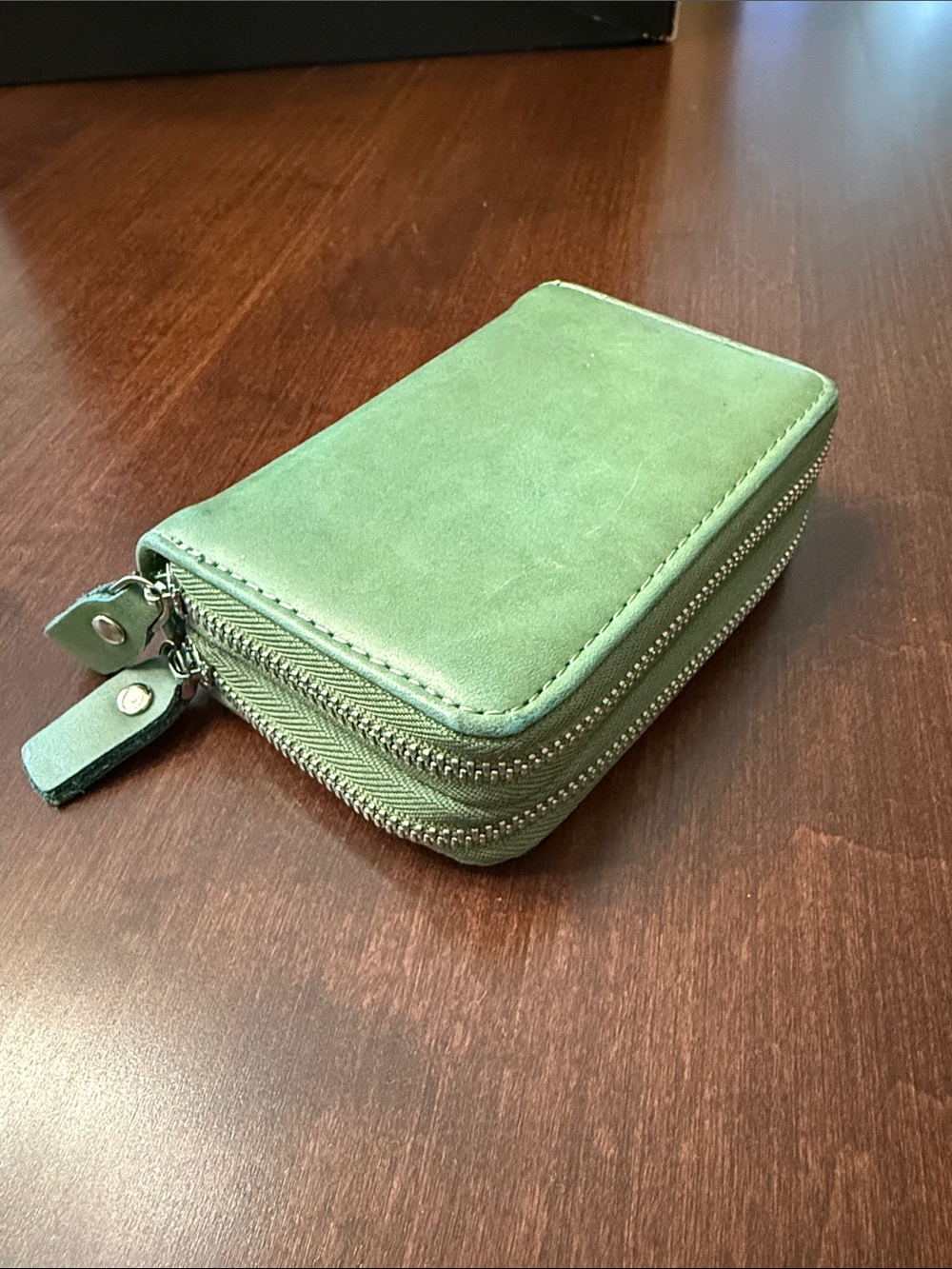 Sage Green Leather Double-Zip women's Wallet